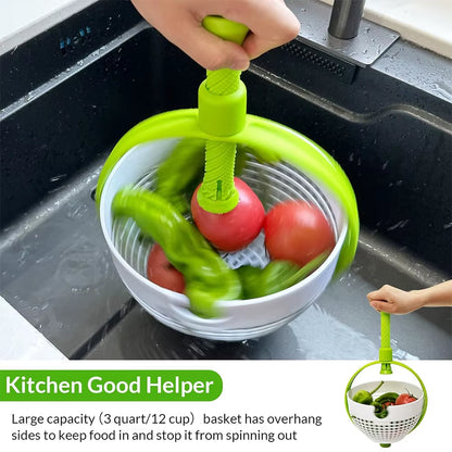 3 Quart Collapsible Salad Spinner & Colander - 2 in 1 Vegetable Washer and Strainer