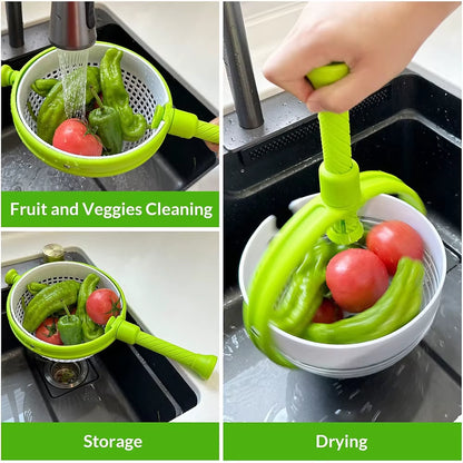 3 Quart Collapsible Salad Spinner & Colander - 2 in 1 Vegetable Washer and Strainer