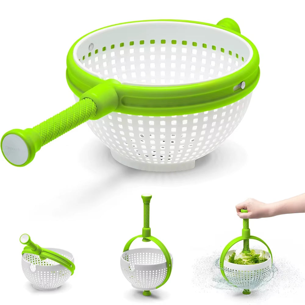 3 Quart Collapsible Salad Spinner & Colander - 2 in 1 Vegetable Washer and Strainer
